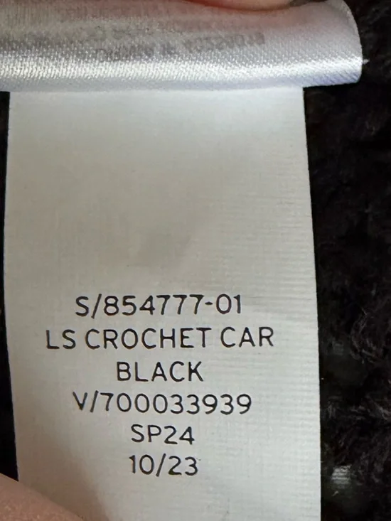 GAP Crochet Cardigan Sweater Black Open Knit Beachy Oversized Button Up Size L - Picture 16 of 16